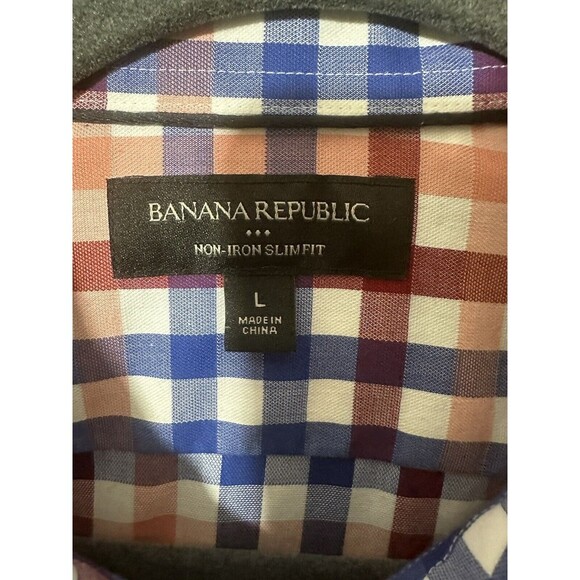 Banana Republic Men’s Cotton Button Up Shirt Tailored Non Iron Slim Fit Large - Picture 4 of 7